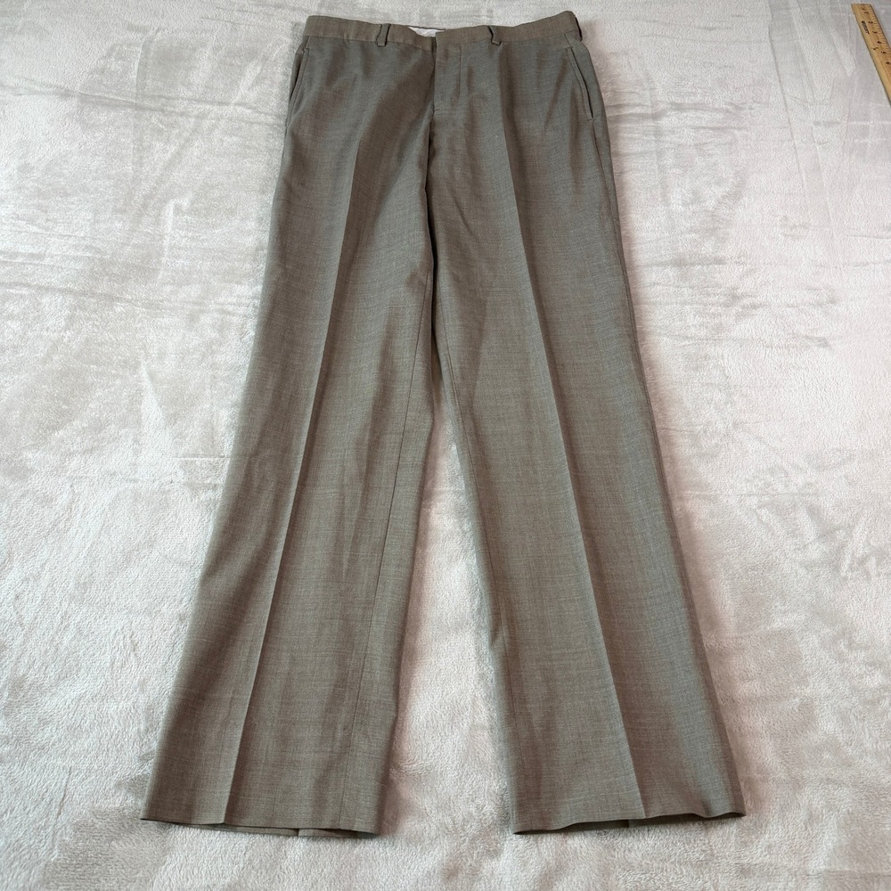 Brooks Brothers Mens 31x32 1818 Regent Reda Flexo Merino Wool Dress Pants Tan
